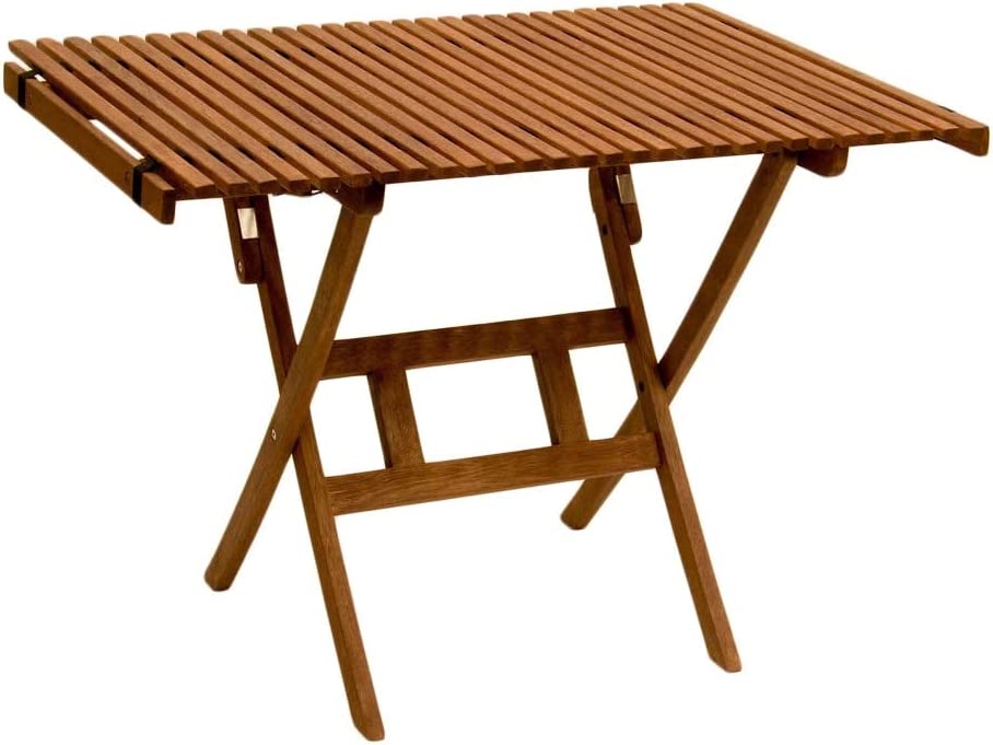 BYER OF MAINE Pangean Roll Top Folding Wood Table, Bistro Table, Use Indoors or Out, Hardwood Portable Table, Deck Table, Wooden Camp Table, Matches Pangean Furniture Line, Wood Camping Table