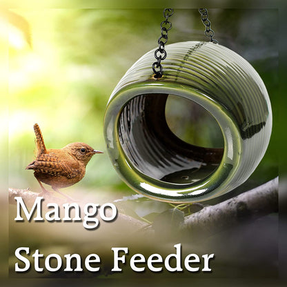 BYER OF MAINE Mango Stone Fly Through Bird Feeder, Hanging Outdoor, Outside Garden Decoration, Durable, Easy to Clean & Fill, 2 Lbs