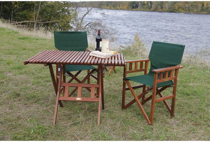 BYER OF MAINE Pangean Roll Top Folding Wood Table, Bistro Table, Use Indoors or Out, Hardwood Portable Table, Deck Table, Wooden Camp Table, Matches Pangean Furniture Line, Wood Camping Table